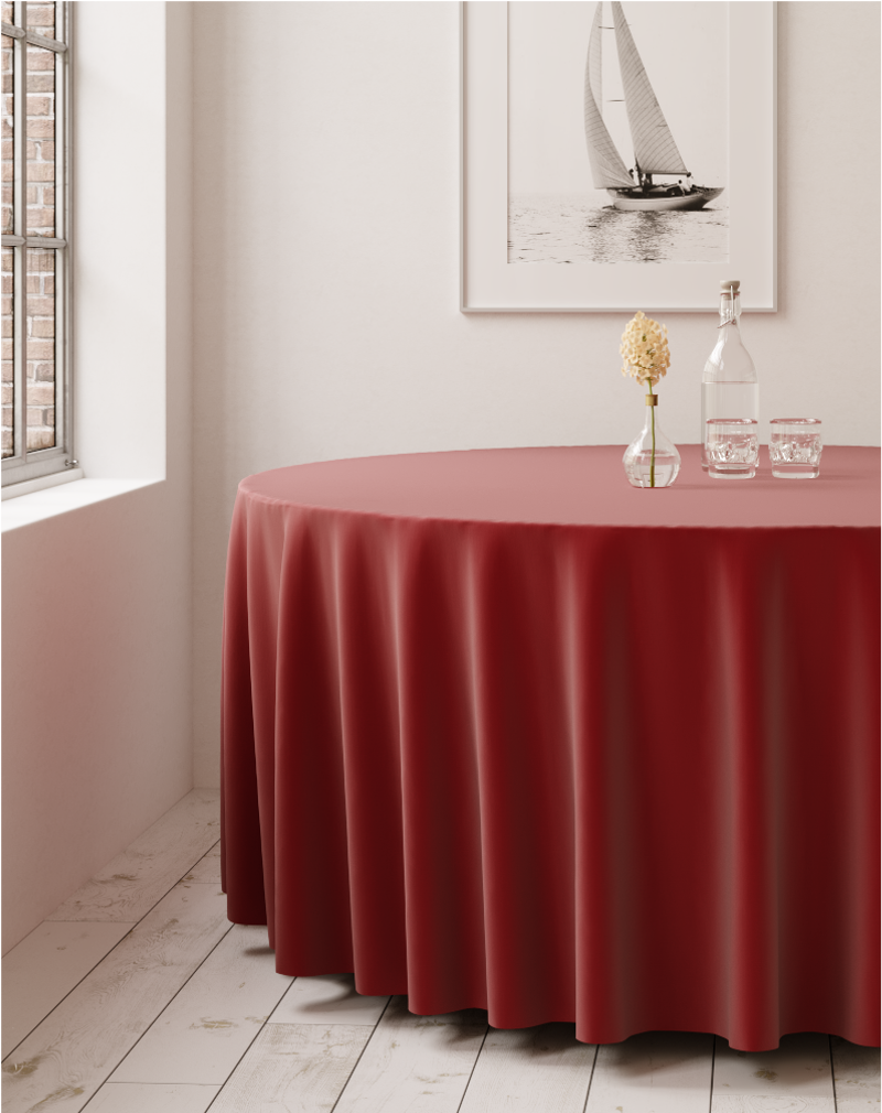 Burgundy Round Tablecloth [various sizes] (rent)