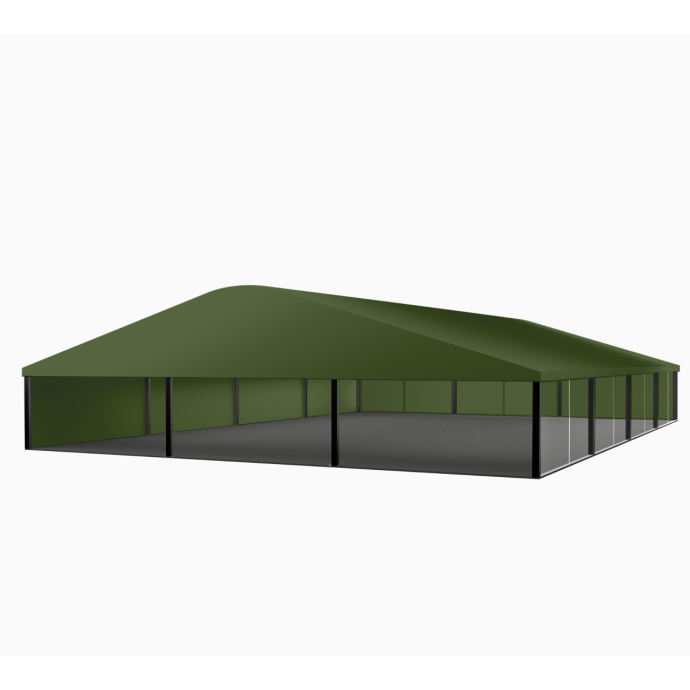 Žalia (Olive green) Arkinio Tipo Modulinė Palapinė 15 m pločio (nuoma)
