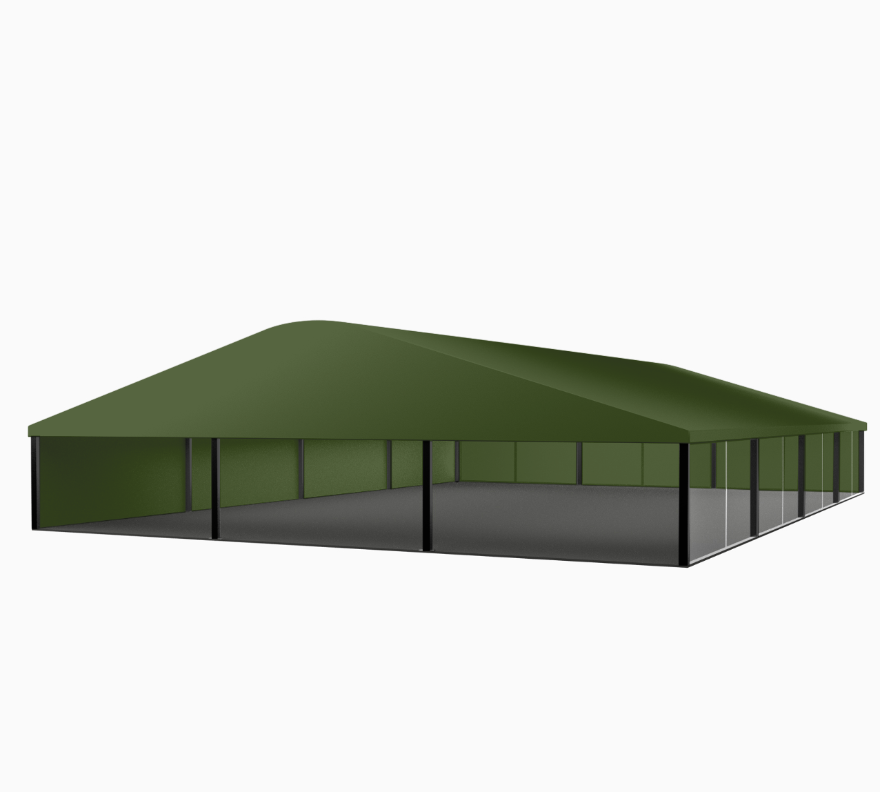 Žalia (Olive green) Arkinio Tipo Modulinė Palapinė 15 m pločio (nuoma)