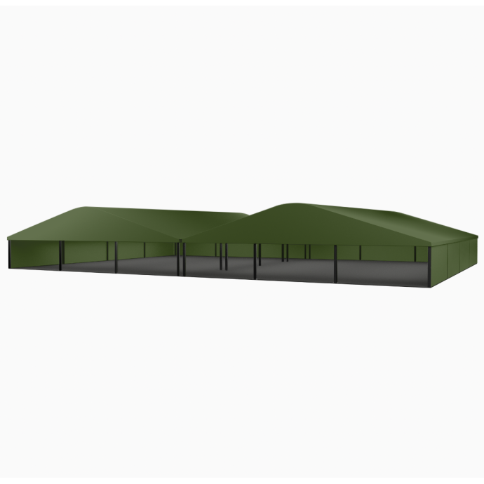 Žalia (Olive green) Modulinė Arkinio Tipo Palapinė 30 m pločio (nuoma)